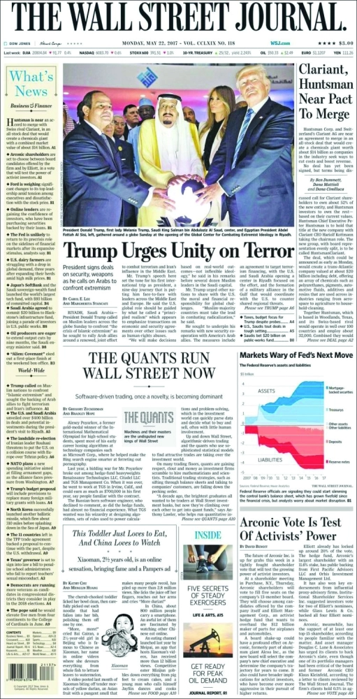 Wall Street Journalترمب يحث على الوحدة ضد الارهاب