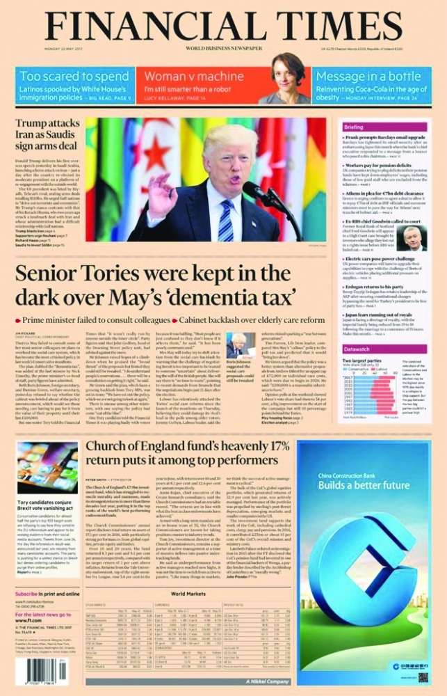 Financial Times 2
ترمب يهاجم إيران ووقع مع السعودية صفقة عسكرية