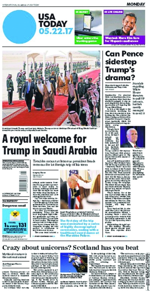 USA Todayترحيب ملكي لترمب في السعودية