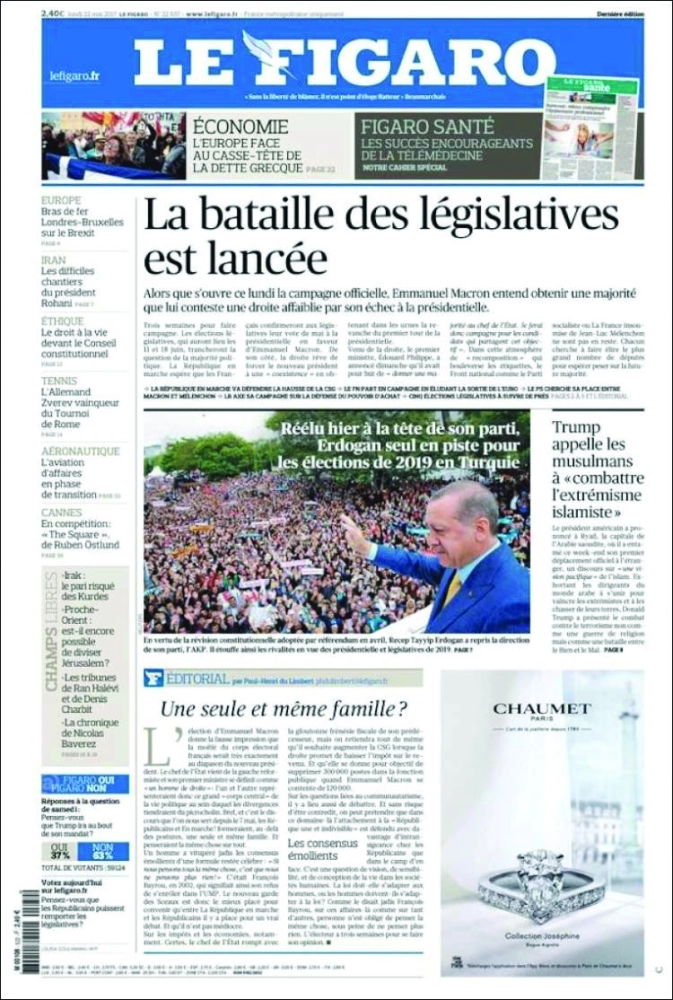 Le Figaro
الفرنسية
ترمب يدعو
المسلمين إلى
محاربة التطرف