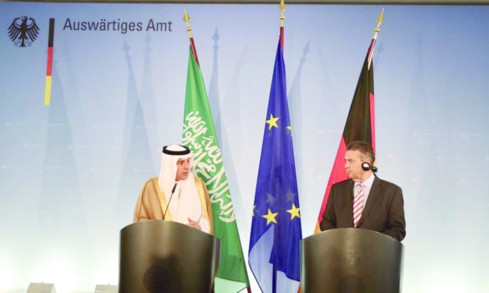 الجبير خلال المؤتمر الصحفي مع نظيره الألماني ببرلين (واس)