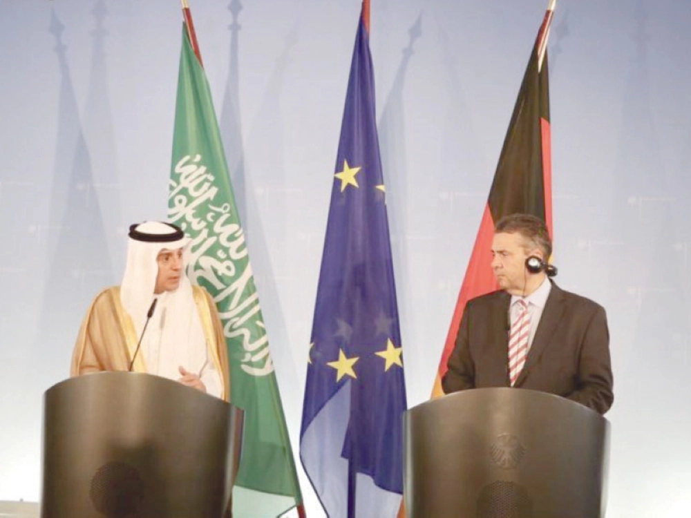 الجبير خلال المؤتمر الصحفي مع نظيره الألماني ببرلين (واس)