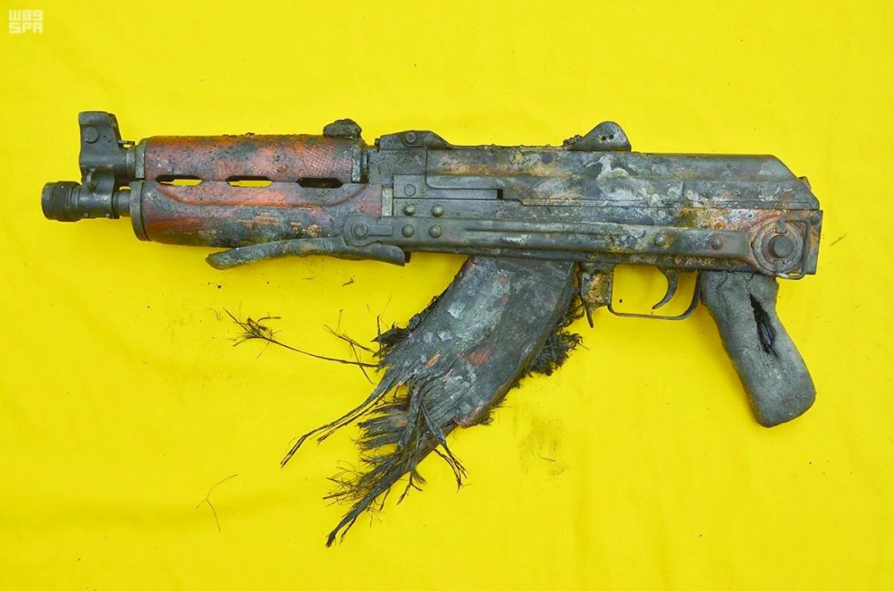 الرشاش المتضرر بعد احتراق السيارة