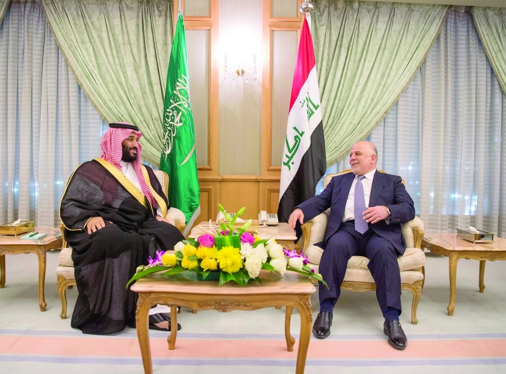  الأمير محمد بن سلمان خلال لقائه حيدر العبادي في قصر الصفا بمكة المكرمة   (واس)