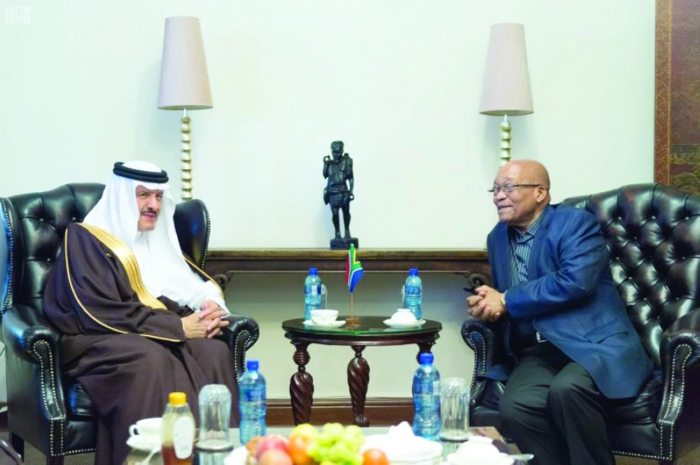 جاكوب زوما مستقبلا سلطان بن سلمان                                                                                            (واس)