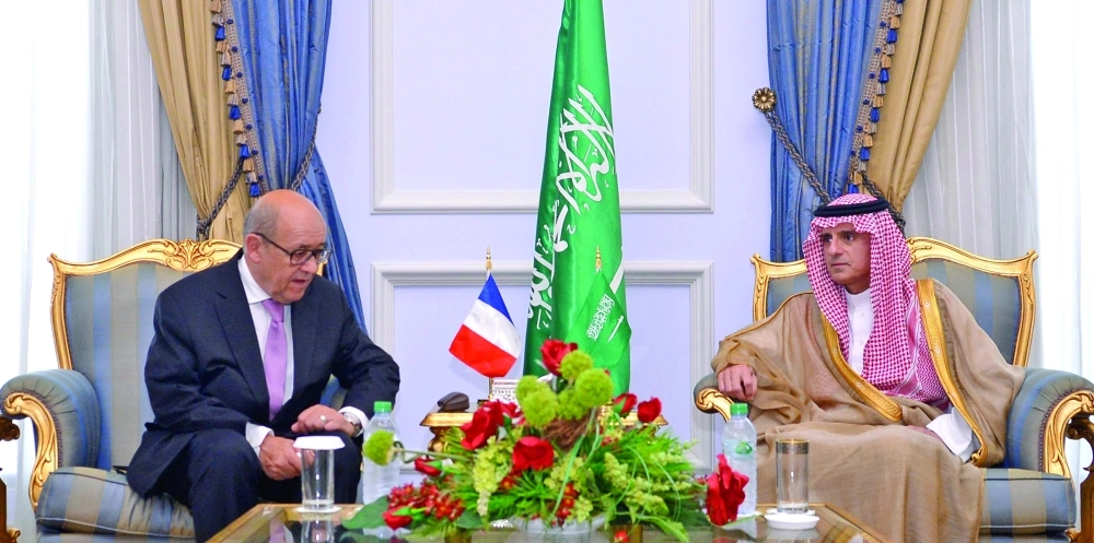 عادل الجبير لدى استقباله جان إيف لودريان  (واس)