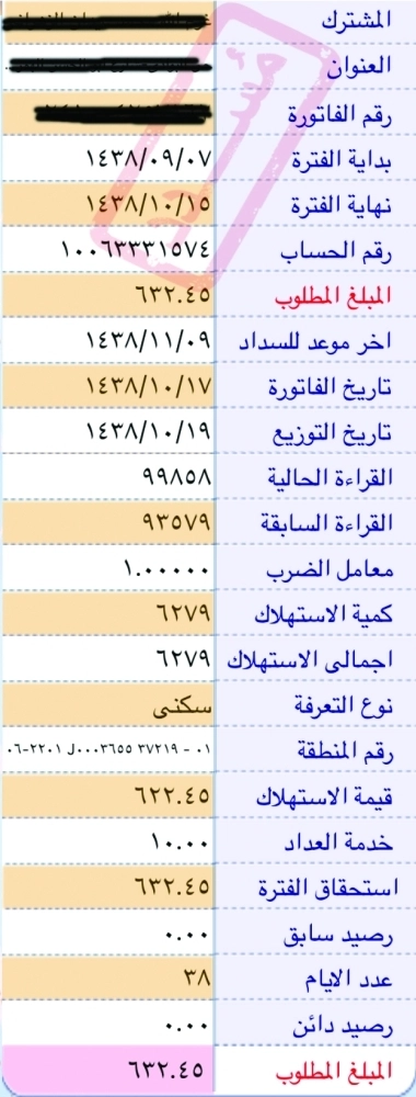 الفاتورة التي تم الحساب على أساسها