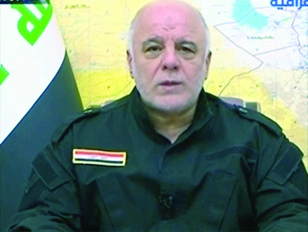 A still image taken from a video shows Iraqi Prime Minister Haider Al-Abadi speaking as he makes a statement on Tal Afar, in Baghdad, Iraq August 20, 2017. Al Iraqiya TV/ via REUTERS TV