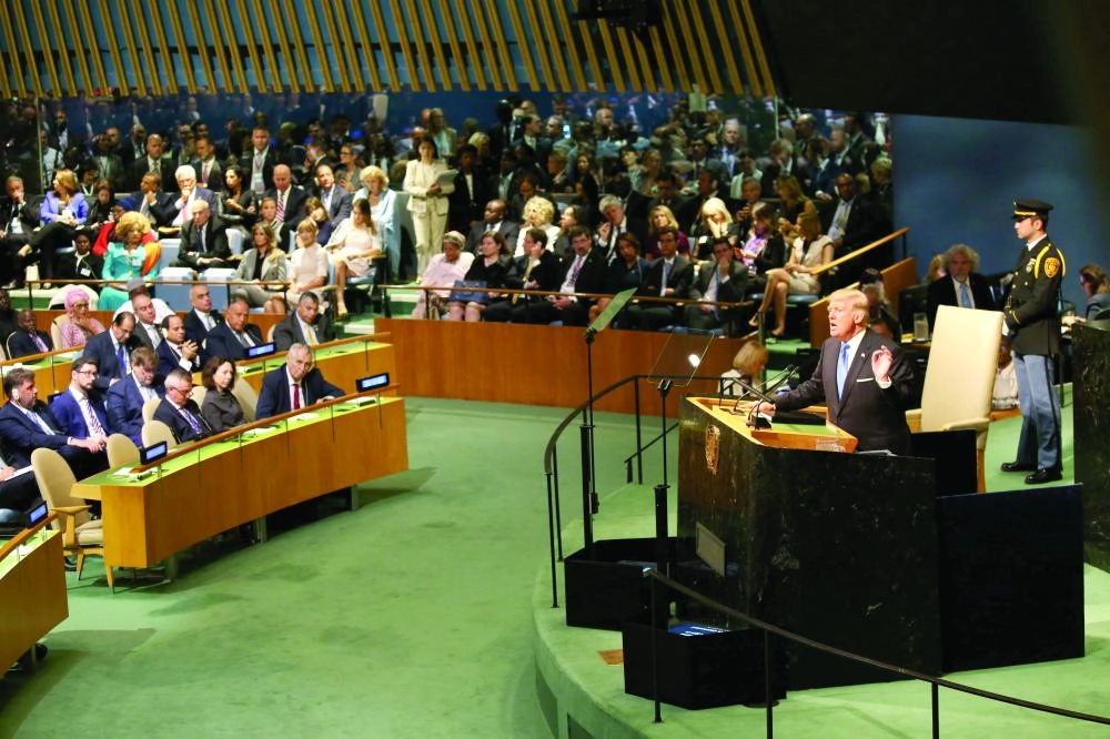 






ترمب يتحدث في الأمم المتحدة أمس                                           (إ ب أ)