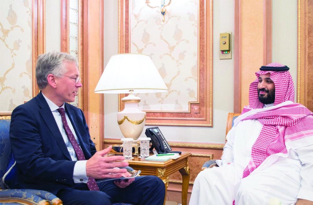 الأمير محمد بن سلمان ملتقيا رؤساء شركات فيلبس وميتسوبيشي وبلاك روك (واس)
