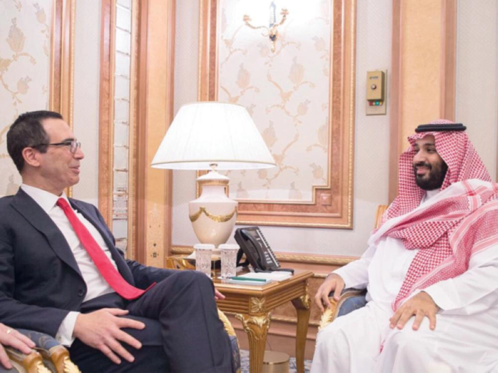 ولي العهد يبحث مع وزير الخزانة الأمريكي الموضوعات الاقتصادية