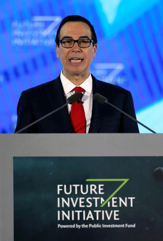 منوشين يتحدث خلال مبادرة مستقبل الاستثمار في الرياض (رويترز)  