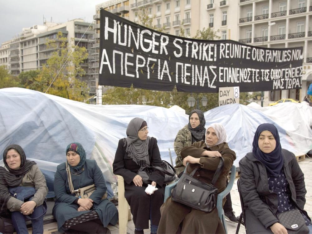 معتصمات بأثينا يطالبن بلم الشمل مع أسرهن في ألمانيا (د ب أ)