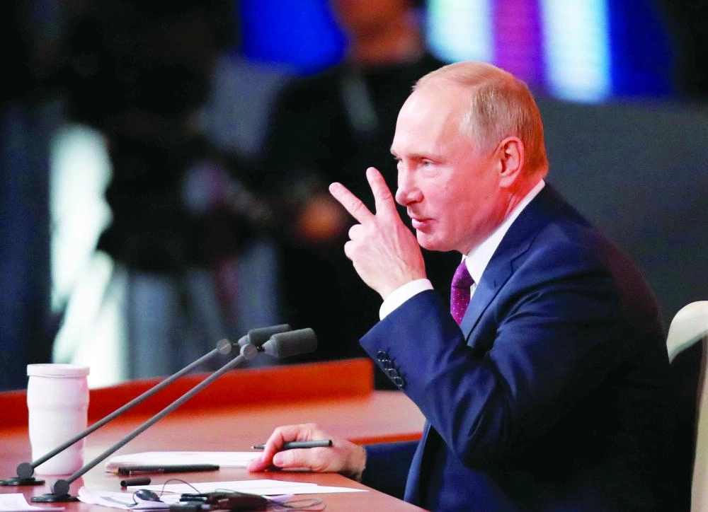 Russian President Vladimir Putin speaks during his annual end-of-year news conference in Moscow, Russia, December 14, 2017. REUTERS/Maxim Shemetov