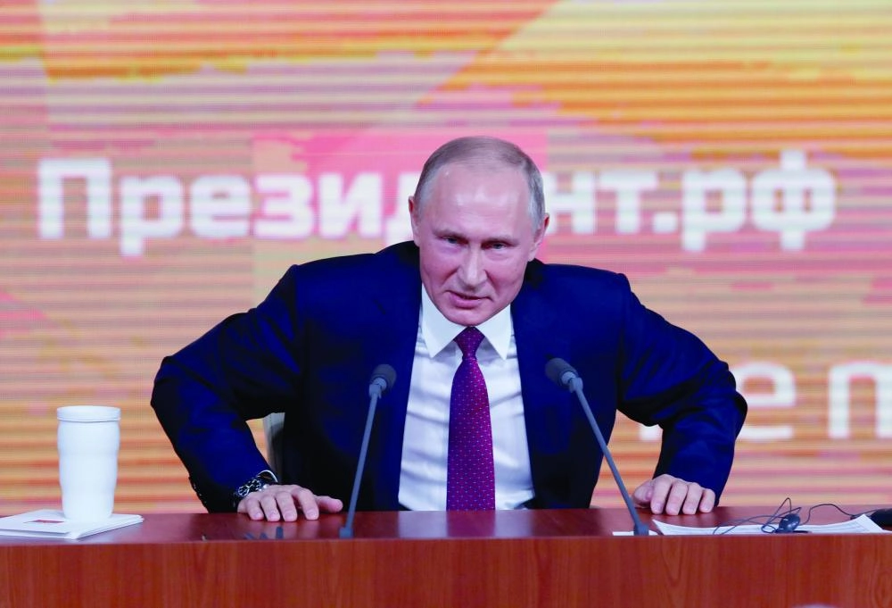 Russian President Vladimir Putin speaks during his annual end-of-year news conference in Moscow, Russia, December 14, 2017. REUTERS/Sergei Karpukhin