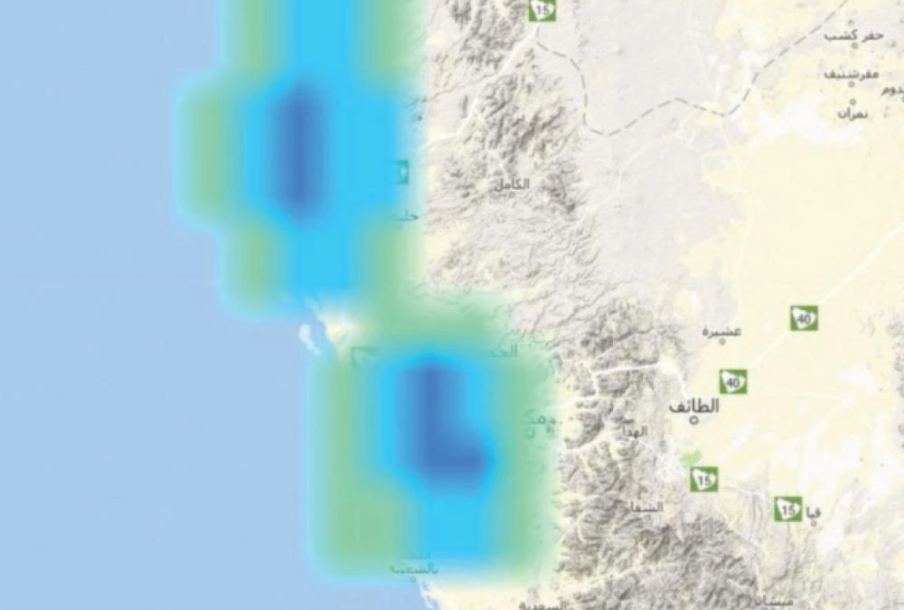 خريطة توضح الحالة الجوية المتوقعة