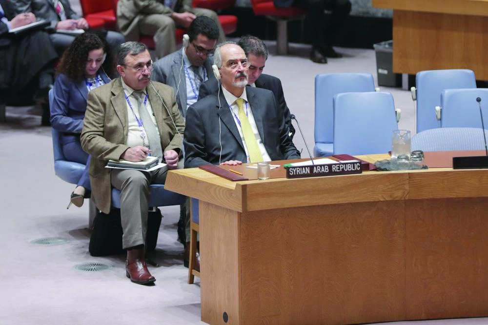 dpatop - Permanent Representative of the Syrian Arab Republic to the United Nations, Bashar Jaafari, attends a UN Security Council meeting on the situation in Syria's eastern Ghouta at the UN headquarters in New York, United States, 22 February 2018. Photo: Luiz Rampelotto/ZUMA Wire/dpa