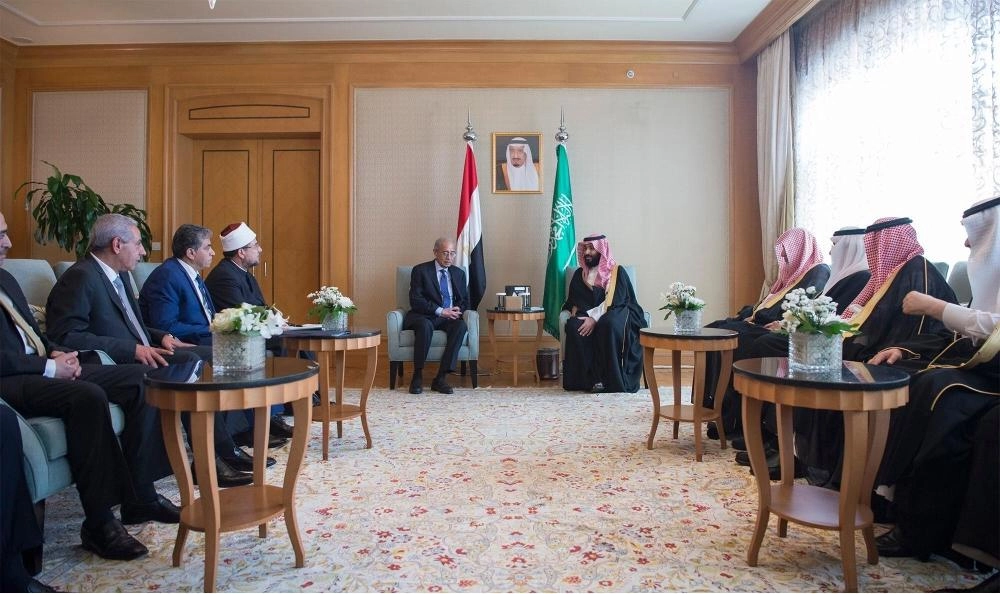 ولي العهد خلال لقائه رئيس مجلس الوزراء المصري (واس)