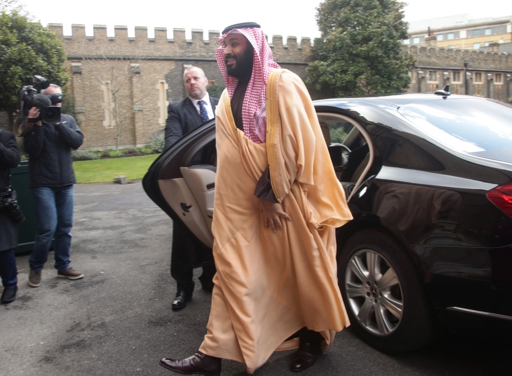 Saudi Crown Prince Mohammad Bin Salman bin Abdulaziz Al Saud arrives at Lambeth Palace in London, England, 08 March 2018. Photo: Yui Mok/PA Wire/dpa