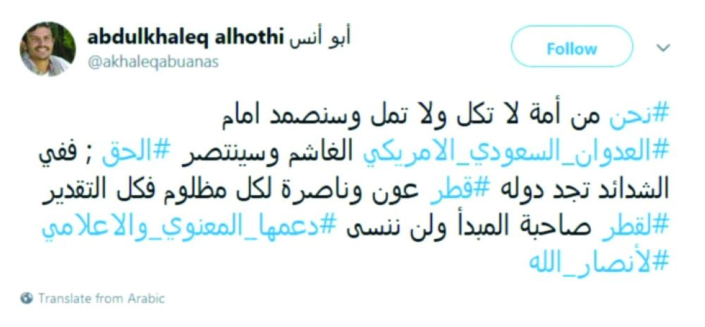 






إشادة الحوثي بقطر