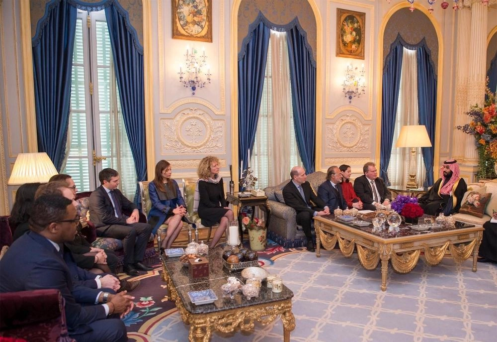 الأمير محمد بن سلمان خلال لقاءه عددا من نواب الجمعية الوطنية الفرنسية ( واس)  