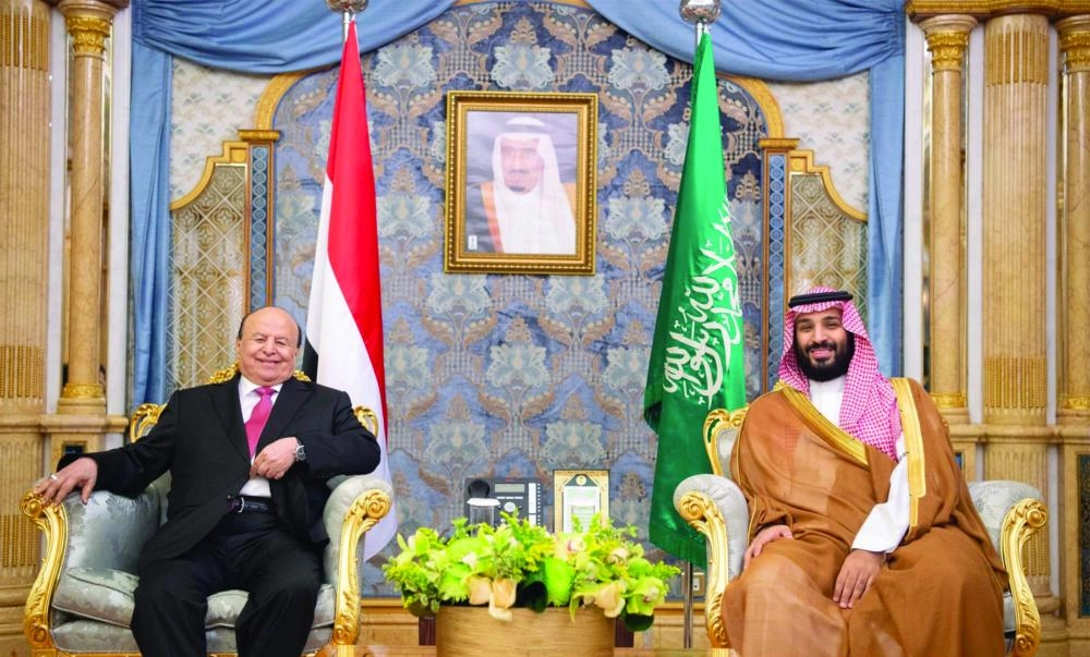 






الأمير محمد بن سلمان لدى لقائه عبدربه منصور في جدة أمس                                                                                                                         (بندر الجلعود)