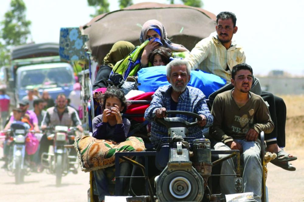 






نازحون سوريون من منطقة درعا                     (تويتر)