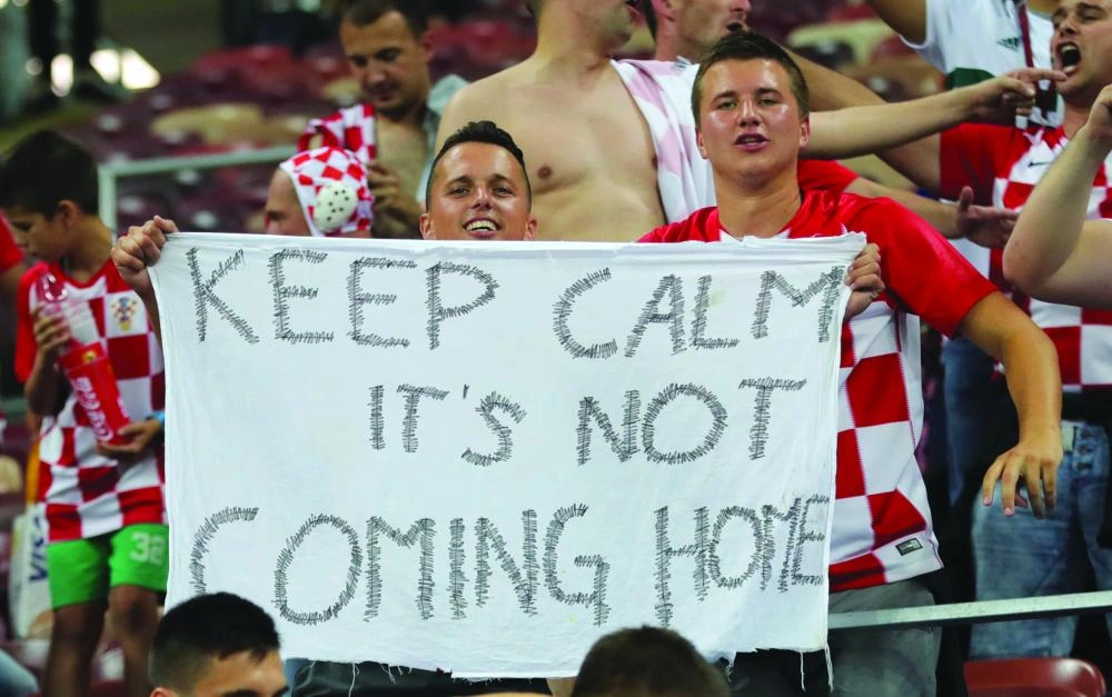 Croatia fans cheerduring the FIFA World Cup 2018 soccer semi-final match between Croatia and England at the Luzhniki Stadium in Moscow, Russia, 11 July 2018. Photo: Christian Charisius/dpa
