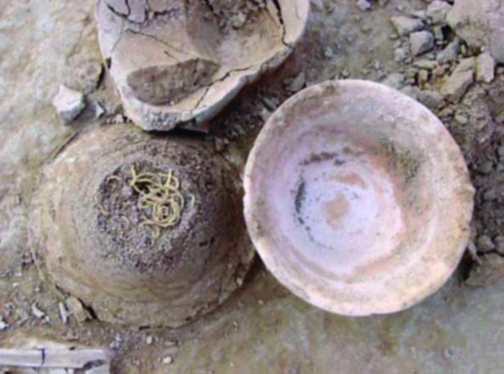 Undated handout photograph shows noodles dating to 4,000 years ago