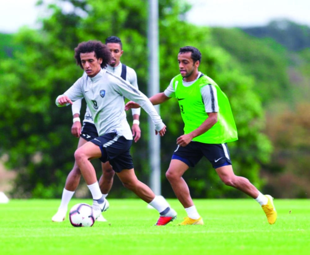 عموري خلال مشاركته في تمارين الهلال (مكة)