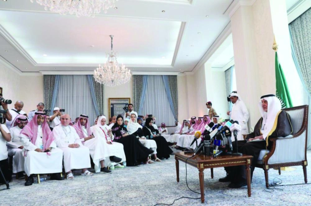 خالد الفيصل خلال المؤتمر الصحفي الختامي للحج (واس)