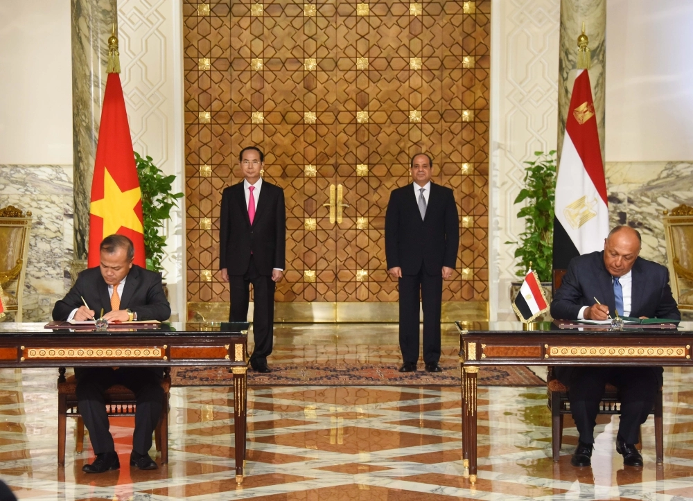 عبدالفتاح السيسي خلال لقاء نظيره الفيتنامي تران داي كوانج (د ب أ)