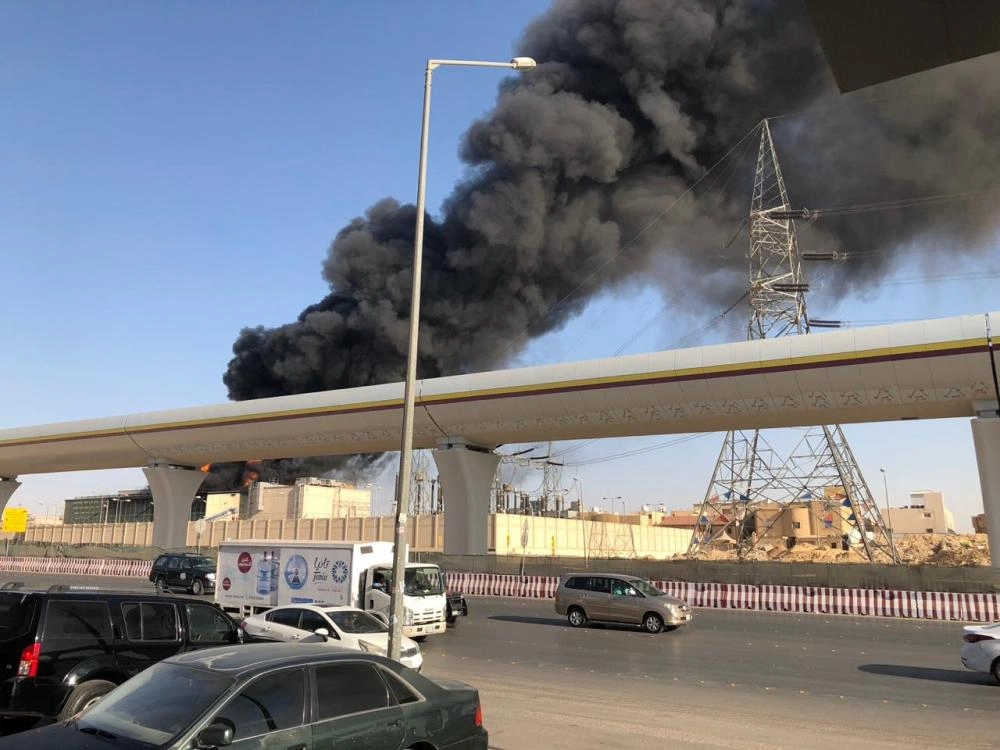 من اندلاع النيران في محطة توليد الكهرباء          (مكة)  