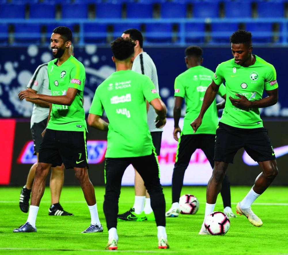 من تدريبات المنتخب السعودي استعدادا لنظيره البرازيلي (واس)