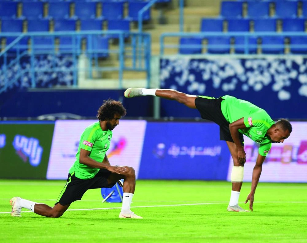 من تدريبات المنتخب السعودي استعدادا لنظيره البرازيلي (واس)