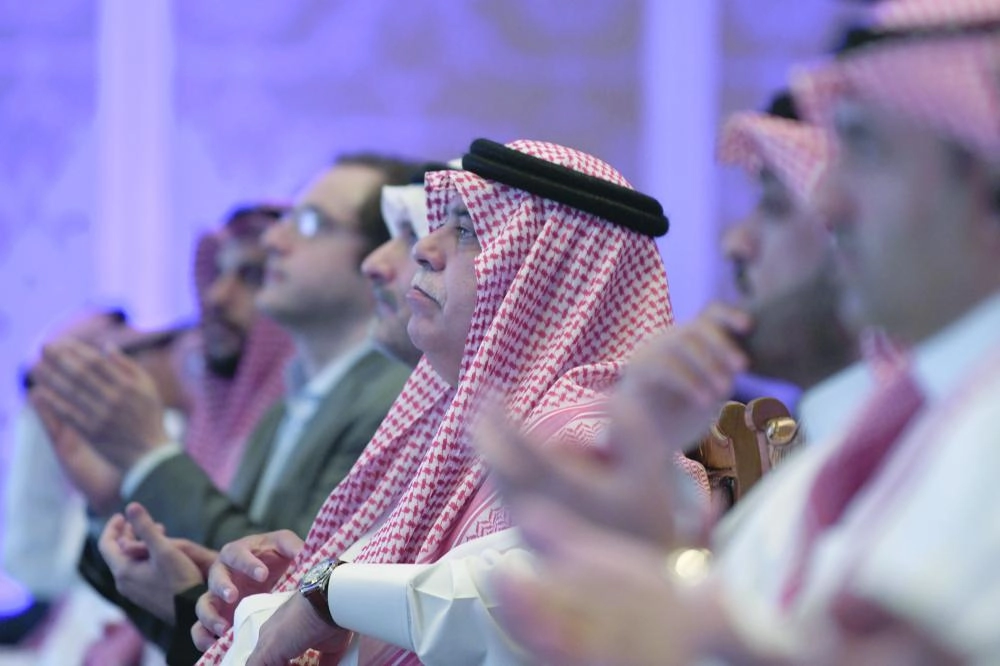 وزير التجارة والاستثمار ماجد القصبي أثناء حضوره بالمؤتمر (مفلح الحبابي)