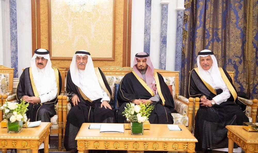 مساعد العيبان وإبراهيم العساف وتميم السالم وأحمد قطان خلال اللقاء