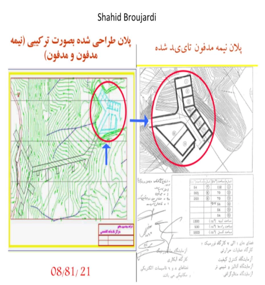 رسم تفصيلي لمواقع القاعات والأنفاق