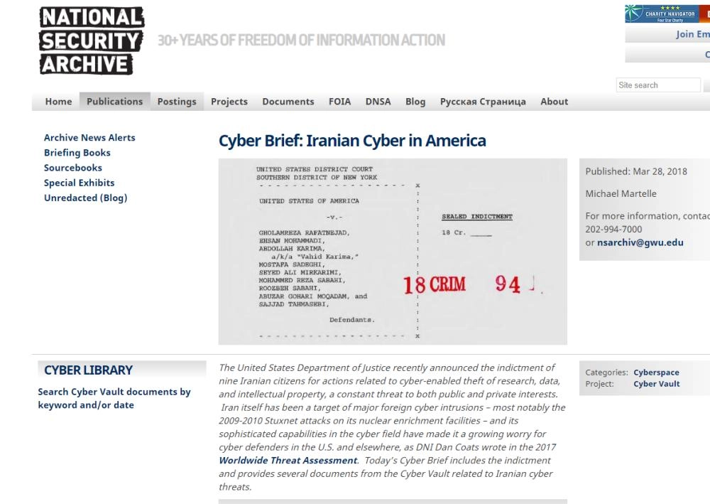 






الأرشيف عن النشاط الإيراني السيبراني                (معهد سياسة الأمن الداخلي)