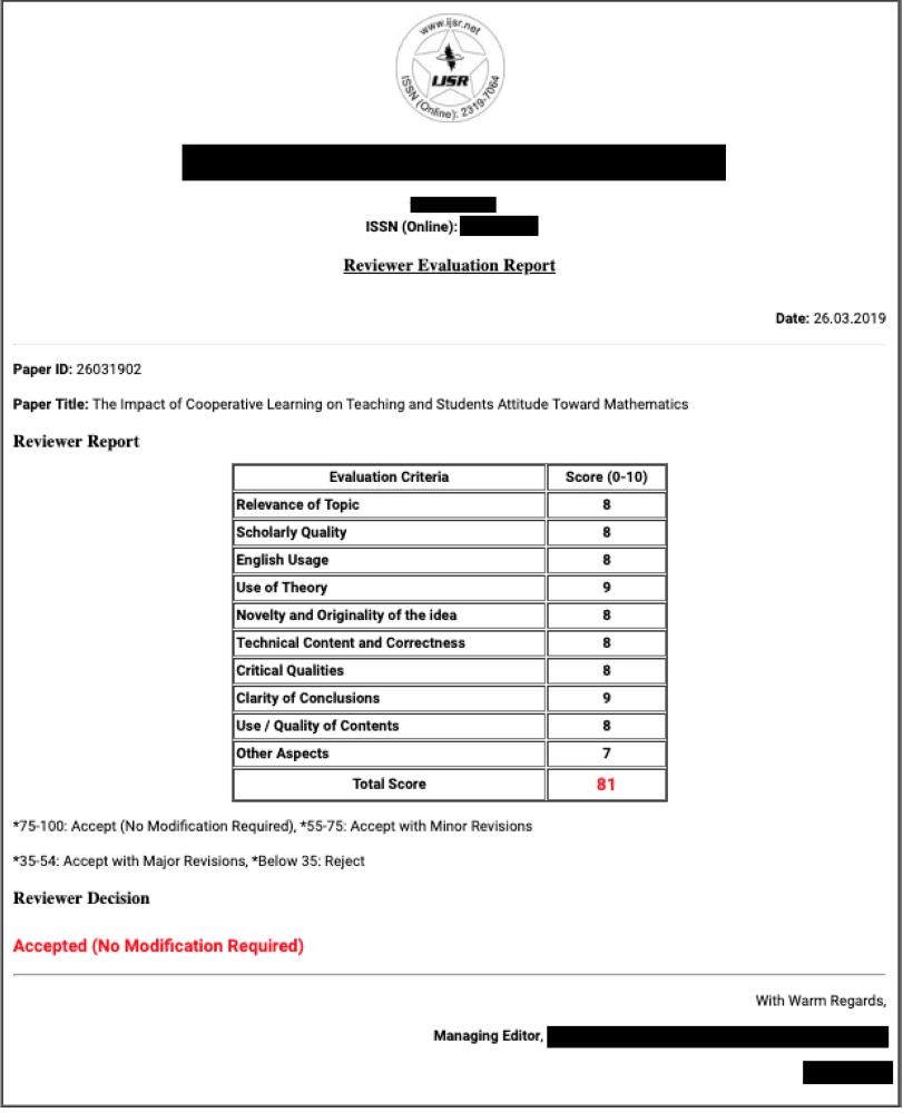 






تقييم إحدى المجلات لبحث المرحلة الرابعة
