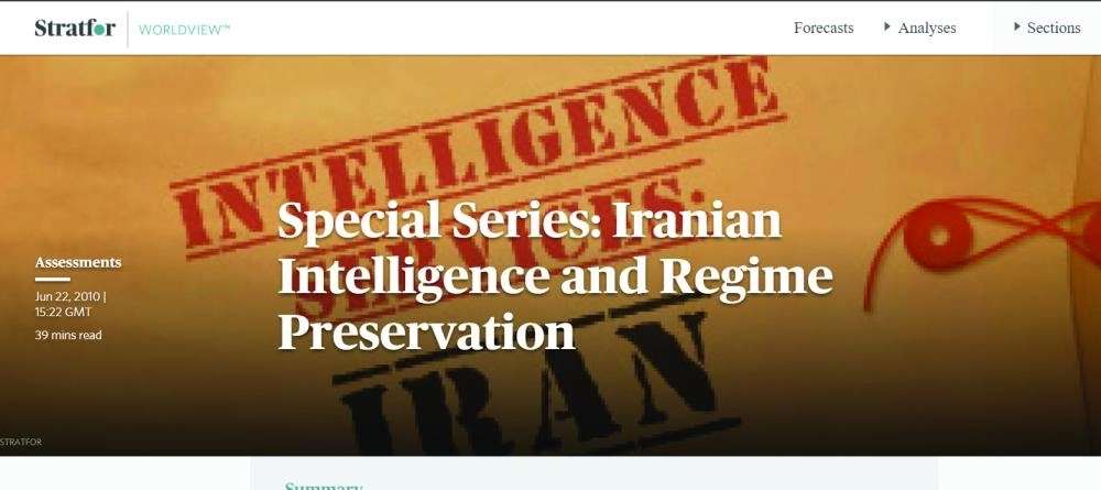 






تقرير عن المخابرات الإيرانية    (ستراتفور)