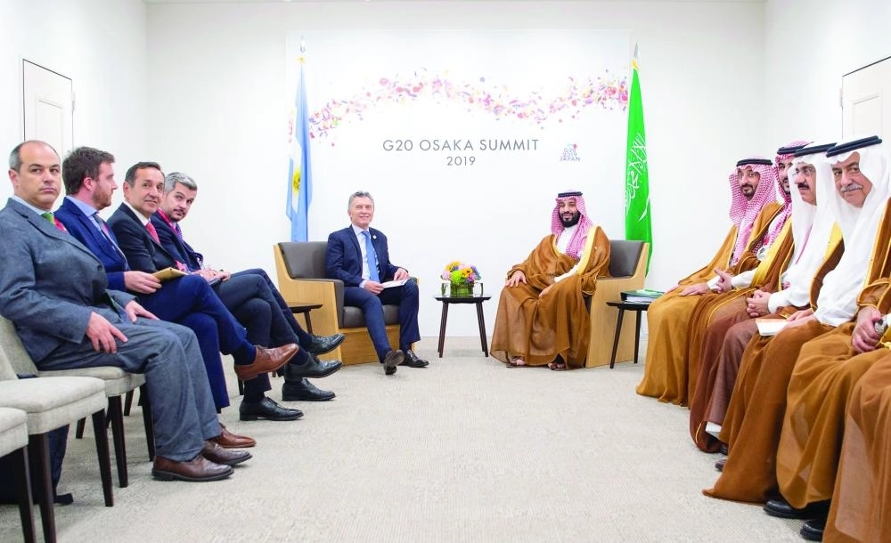 



الأمير محمد بن سلمان خلال لقائه رئيس جمهورية الأرجنتين                                    (واس)