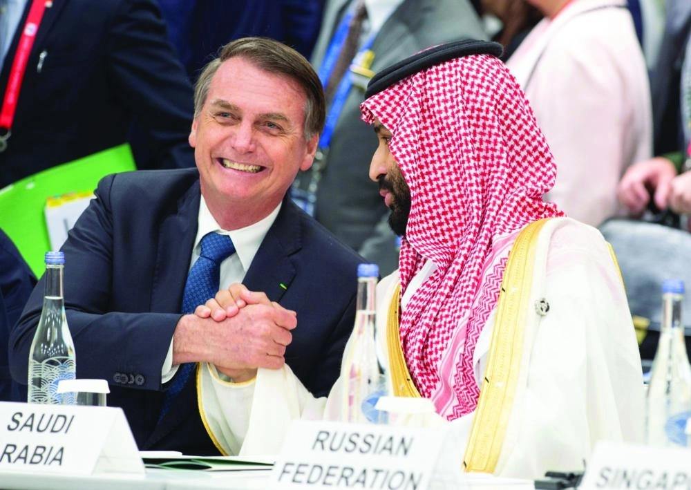 ولي العهد خلال مشاركته رؤساء وفود دول العشرين  خلال جلسة الاقتصاد الرقمي