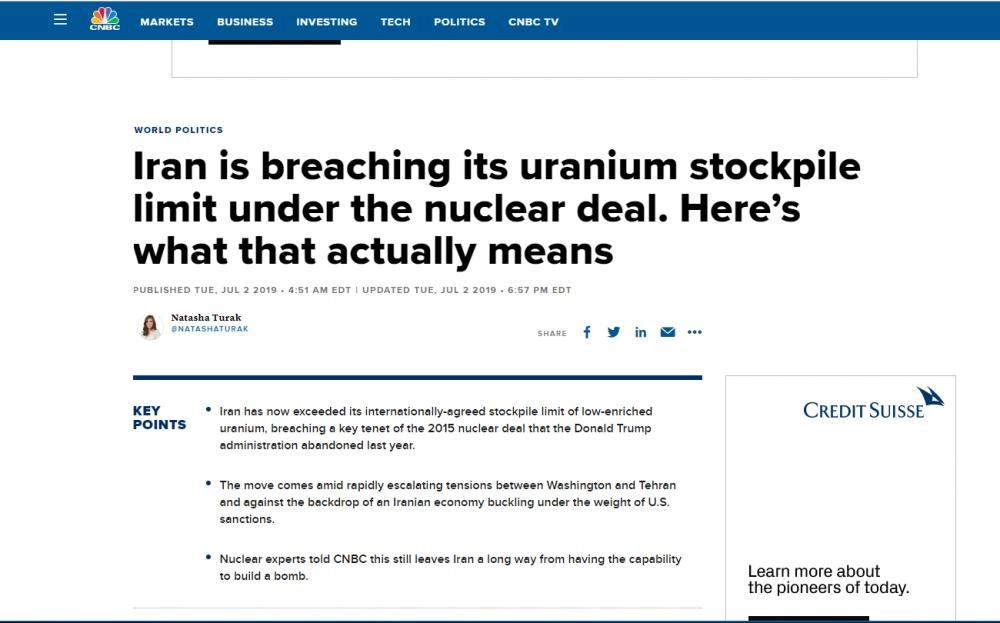 






تقرير عن تخصيب اليورنيوم      (موقع cnbc)