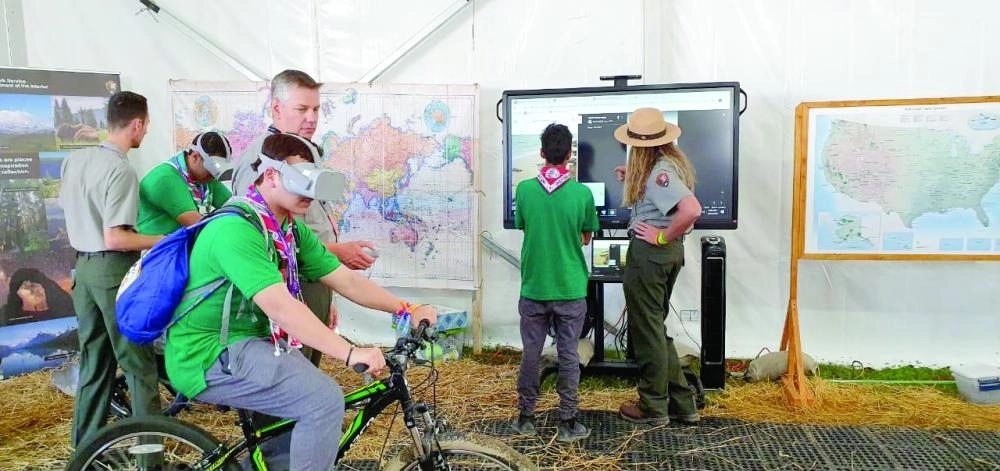 الوفد السعودي خلال مشاركته في الجامبوري الكشفي بأمريكا (مكة)