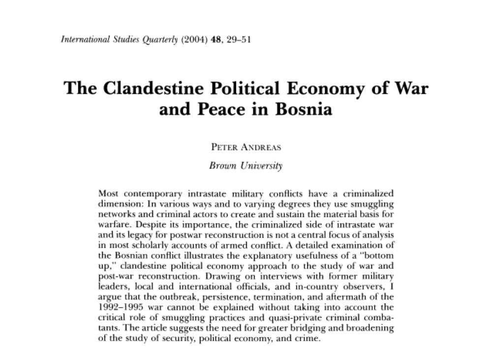 الاقتصاد السياسي السري للحرب والسلام في البوسنة