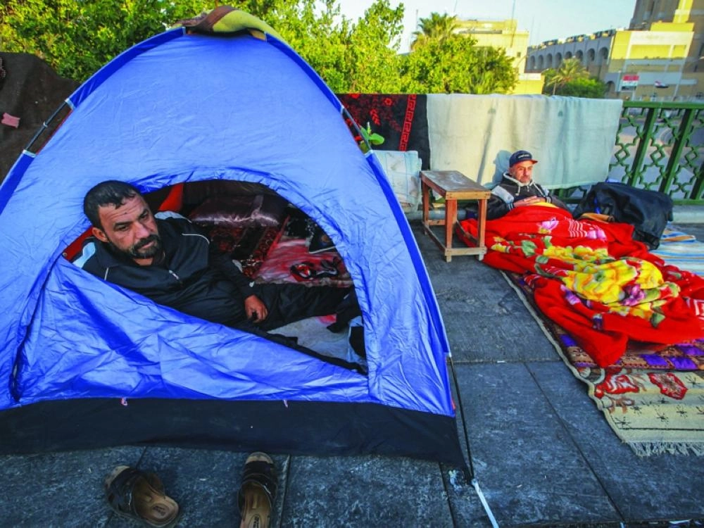 خيمة لمعتصمون في العراق (د ب أ)