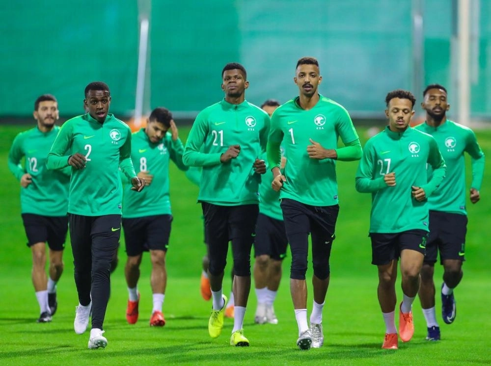 حصة الأخضر التدريبية أمس في الدوحة                          (موقع المنتخب)