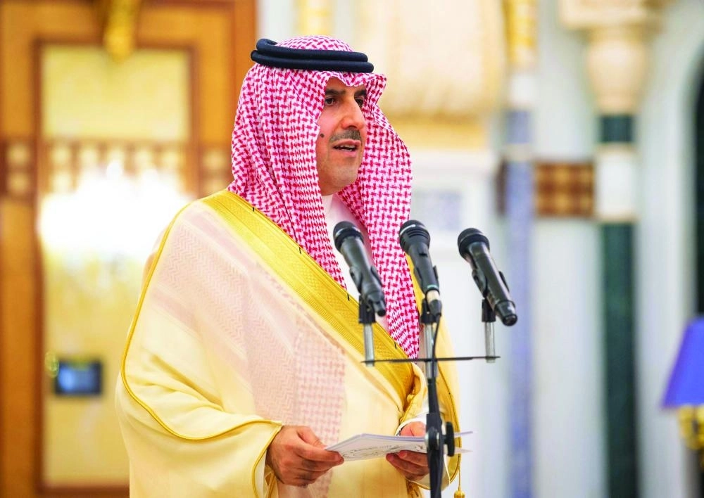 حسام العنقري خلال كلمته أمام خادم الحرمين (واس)