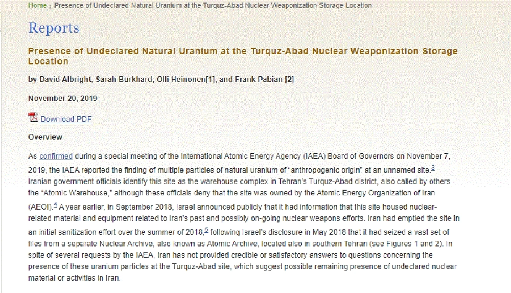 






قراءة معهد العلوم والأمن الدولي